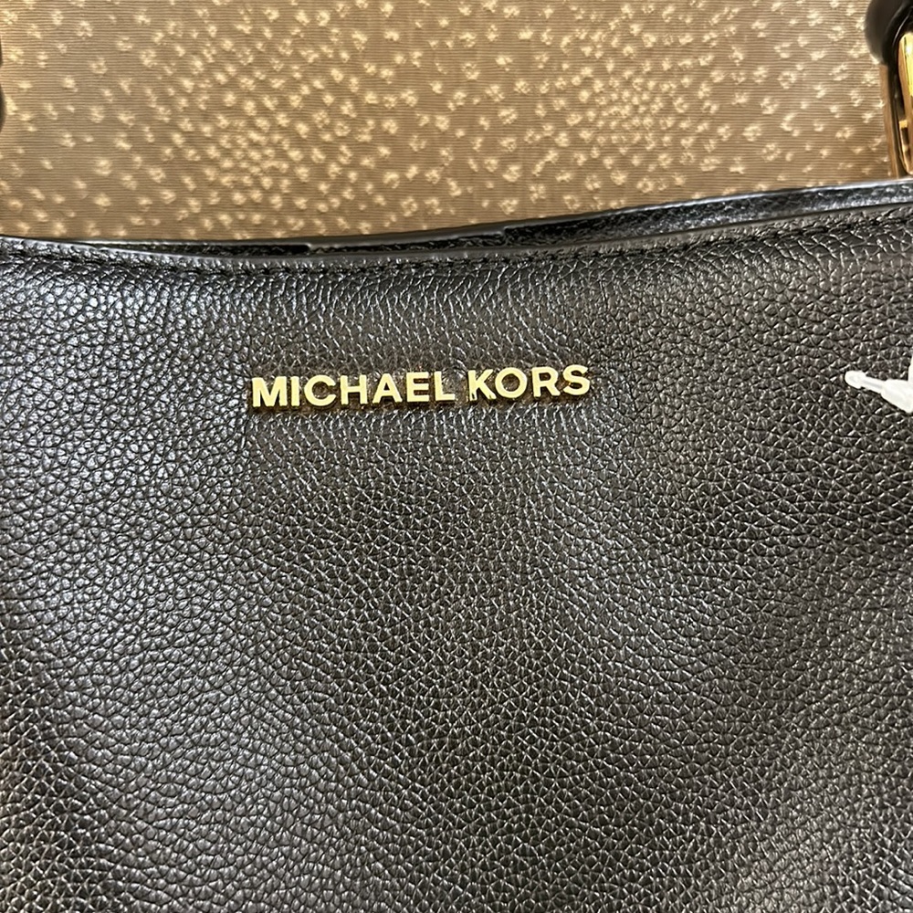 🔥🔥🔥NEW Michael Kors Nicole Large Black Leather Shoulder Bag Tote - Picture 3 of 16